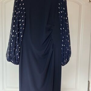 Jessica Howard Boat Neck Long sleeve Scuba Crepe Sheath Dress, worn one time